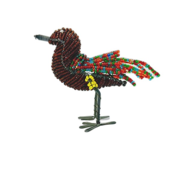 Hand Crafted Beaded Multicolor Metal Bird Collectible‎ Figurine Small - Picture 1 of 9